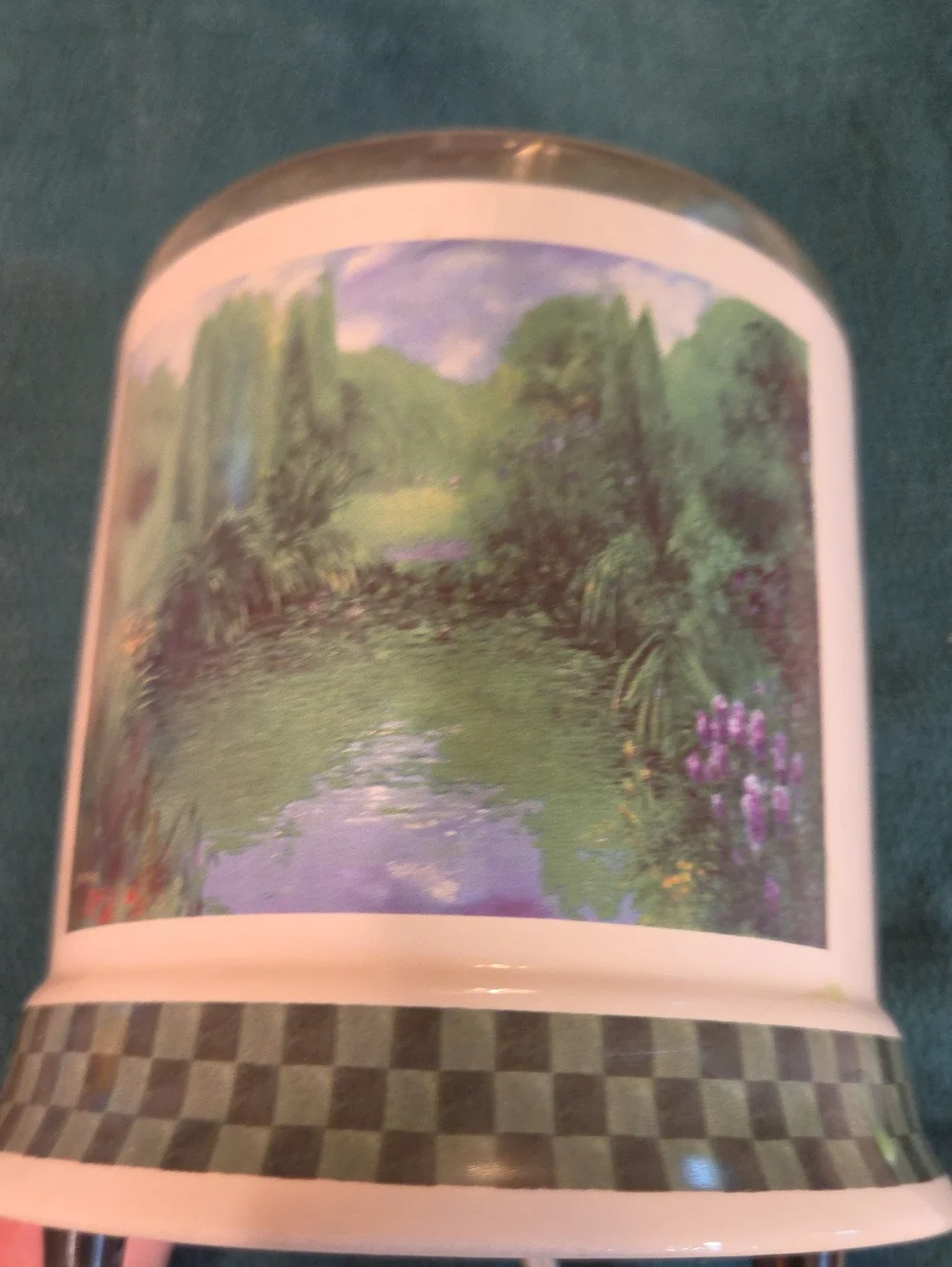 Scenic Floral Ceramic Candle Warmer in Green and Purple